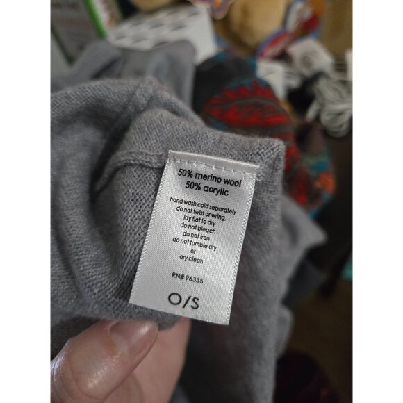 Susana Monaco Womens Gray Wool Blend Mock Neck Poncho Sweater One Size O/S Soft - Picture 6 of 9